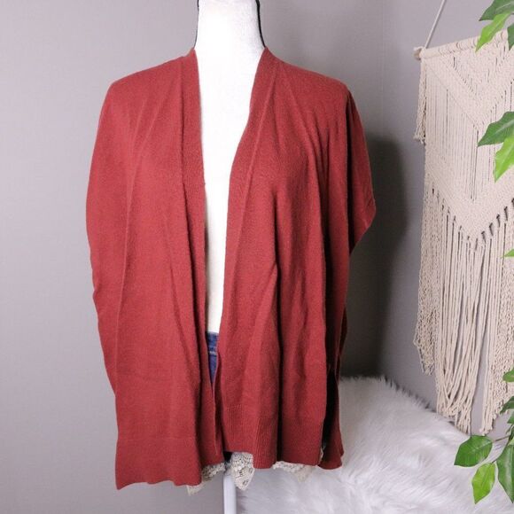 LOFT | Short Sleeve Wool Open Front Cape Cardigan‎ - Picture 2 of 7